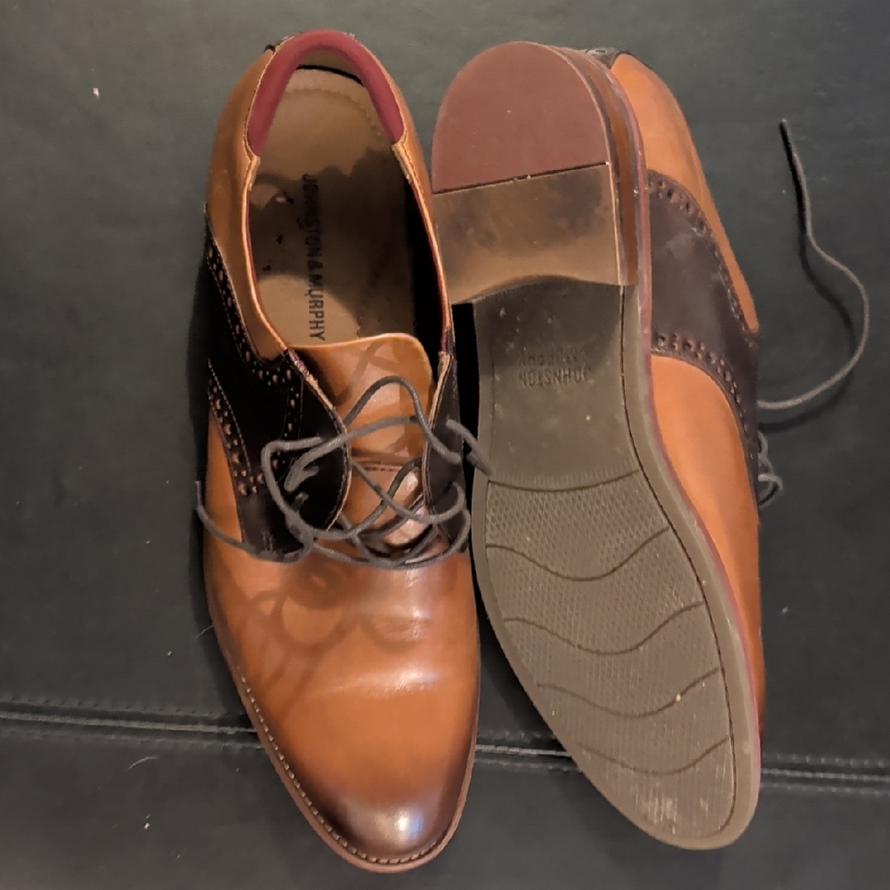 Johnston & Murphy Two-Tone Brown and Black Oxfords - Picture 3 of 3